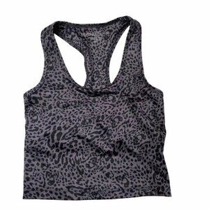 Beyond Yoga Cropped Tank XS Lux Marbled Cat Racerback Grey Black Animal Print